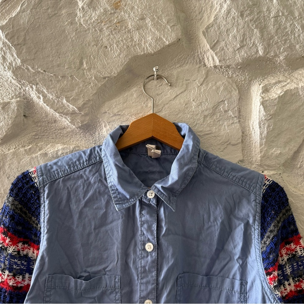 We The Free Chambray Fair Isle Long Sleeve Button Down Shirt M - Picture 4 of 8